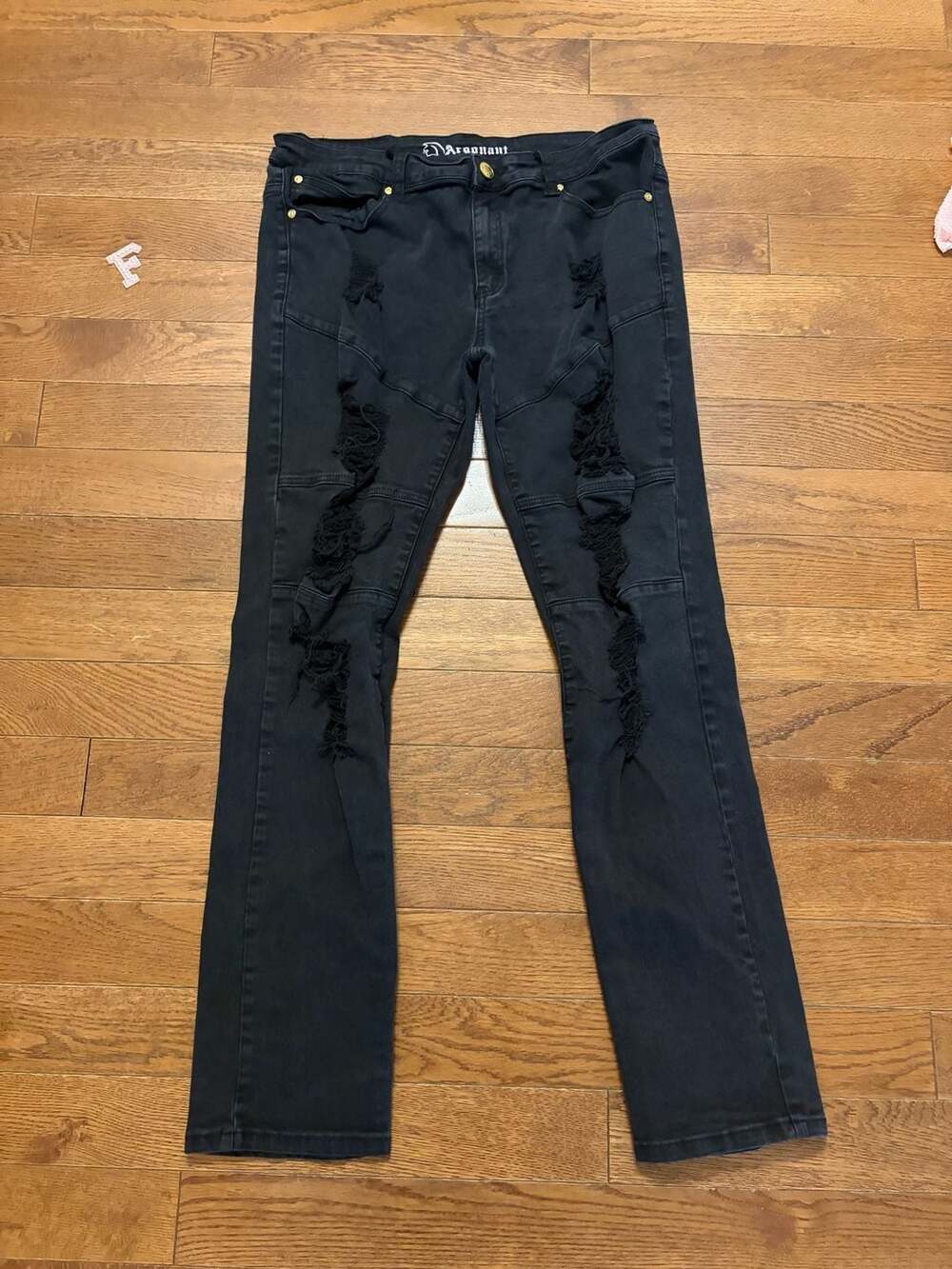 Argonaut Ultra Slim Distressed Jeans 36x34 Black Slim Fit Denims
